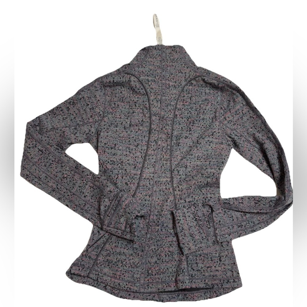 LULULEMON Neon Tweed Jacquard Battleship Electric Coral Run Briskly 1/2 Zip SZ 2 - Picture 3 of 6